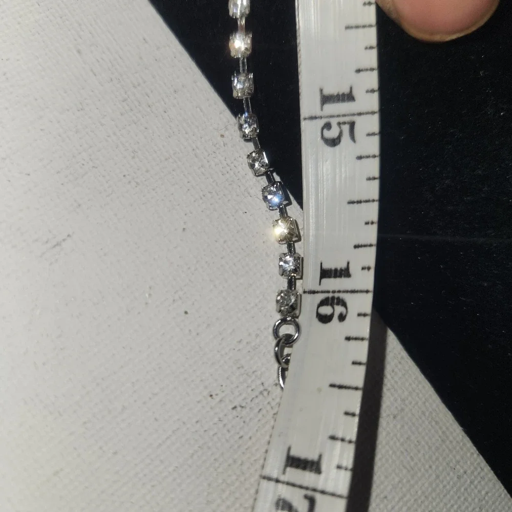 Scaasi Green Crystal Bib Necklace‎ Silver Tone Rhinestone Statement